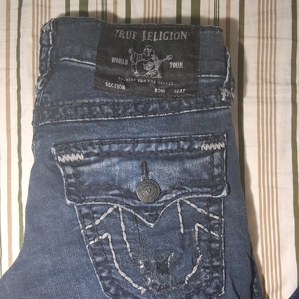 True Religion Dark Blue Denim with Contrast Stitching